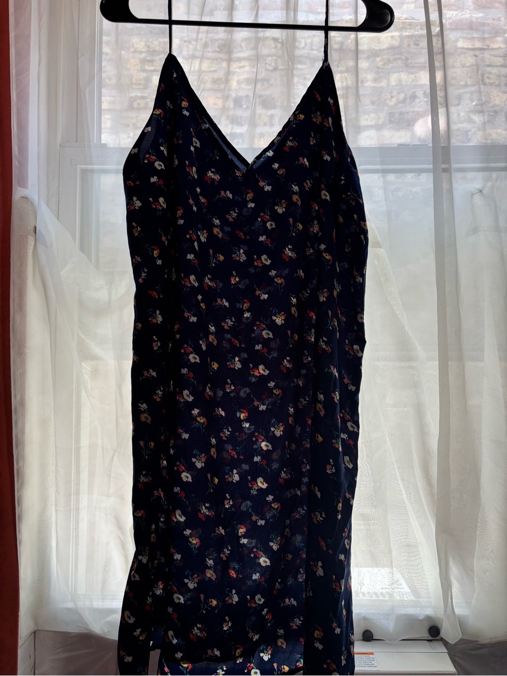 Floral Navy Slip Dress with Spaghetti Straps